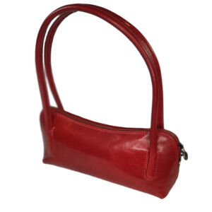 Charlie Leather Caterina Rich Red Double Handle Small Shoulder Bag -NWT